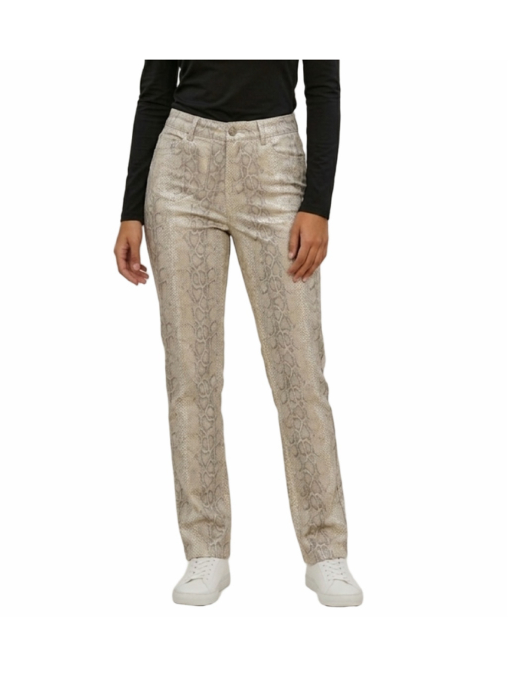 Point Zero Almond Snakeskin Print womans Straight Leg Jeans Pants sz 7 NWT 2084